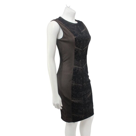Dress The Population Black Tori Lace Chevron Stripe Mesh Sheath Dress Size S - Picture 3 of 7